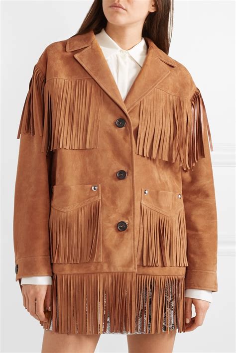 miu miu fringe coat|fringe jacket women.